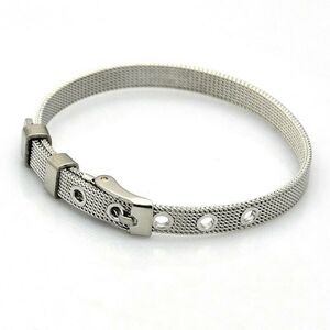 Sleek 304 Grade Surgical Stainless Steel Textured Watch Band Buckle Bracelet